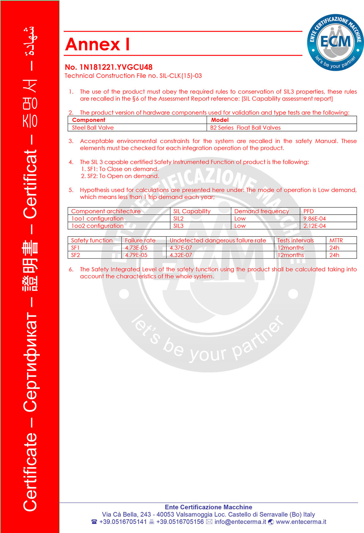 26 SIL功能安全认证证书（B2级球阀）-2
