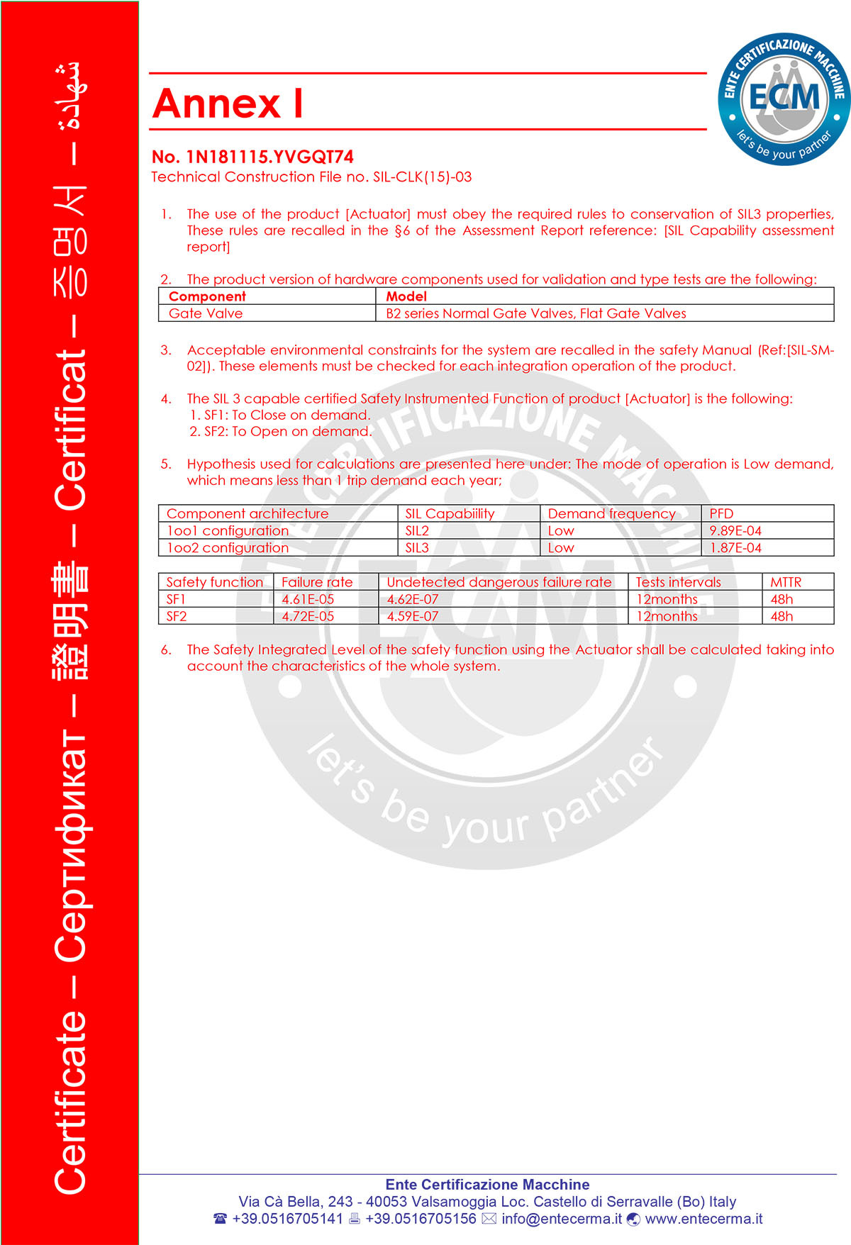 27 SIL功能安全认证证书（B2级闸阀）-2